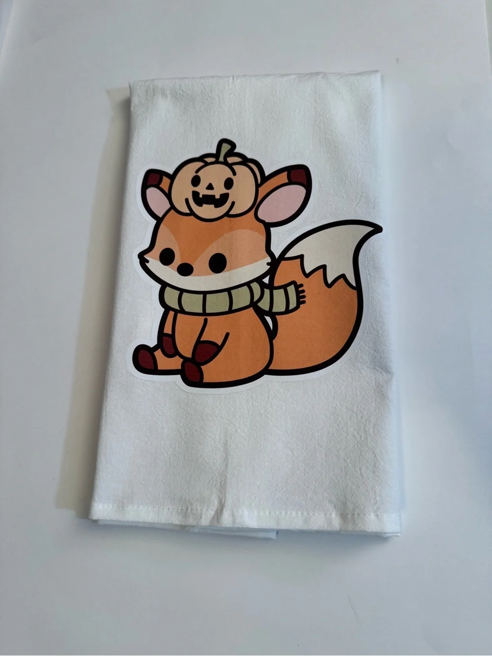 Halloween Fall Fox Kitchen Towel Pumkin